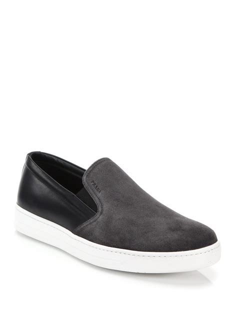 prada suede slip on model|prada shoes.